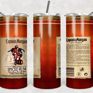20oz Skinny Captain Morgan Tumbler, Captain Morgan Tumbler Sublimation PNG, 20oz Skinny Captain Morgan Tapered Tumbler Design PNG File