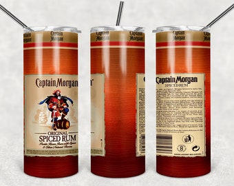 20oz Skinny Captain Morgan Tumbler, Captain Morgan Tumbler Sublimation PNG, 20oz Skinny Captain Morgan Tapered Tumbler Design PNG File