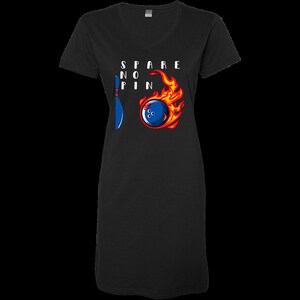 Bowling Spare No Pin On Dark 3522 Vestido tipo jersey fino con cuello en V para mujer