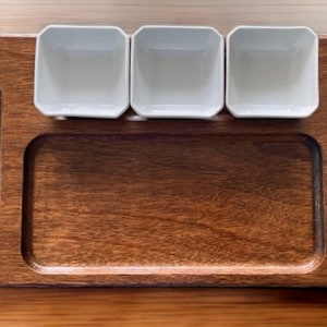 Serving Tray with 3 Dipping Bowls and Cutin Handles