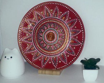 Hand-Painted Geometric Ceramic Wall Plate