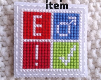 UA AO3 Inspired Cross-Stitch Pin - LGBTQ Fanfic Merch - Handmade Embroidered Fandom Accessory