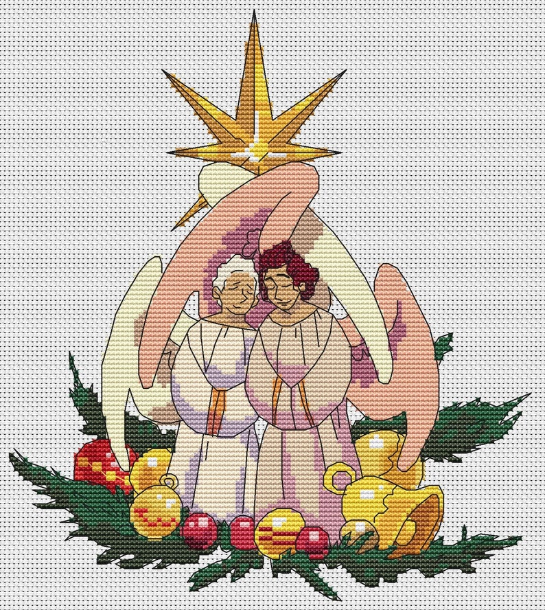 The picture of a pattern of Aziraphale and Crowley