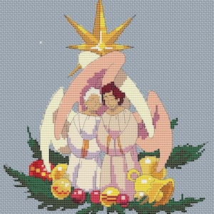 The picture of a pattern of Aziraphale and Crowley