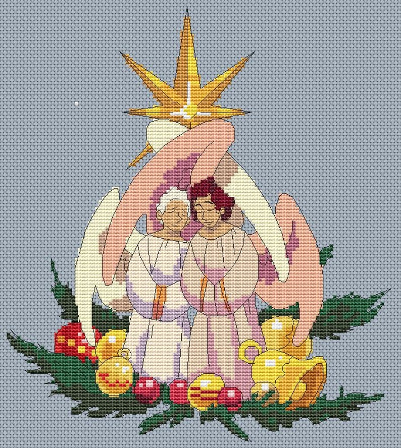 The picture of a pattern of Aziraphale and Crowley