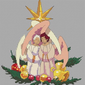 The picture of a pattern of Aziraphale and Crowley