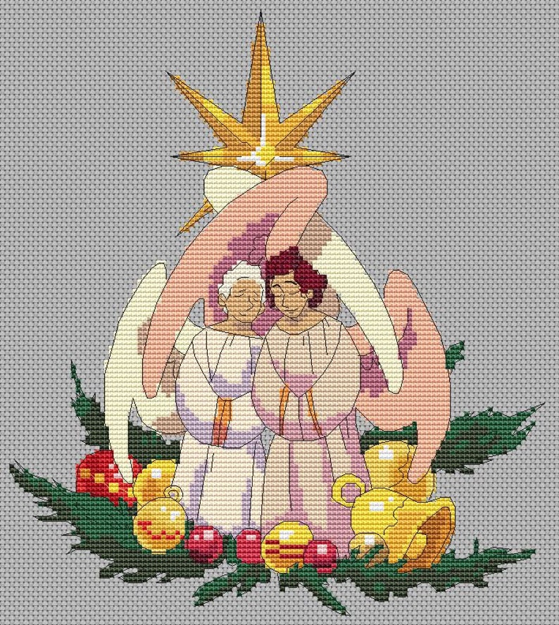 The picture of a pattern of Aziraphale and Crowley