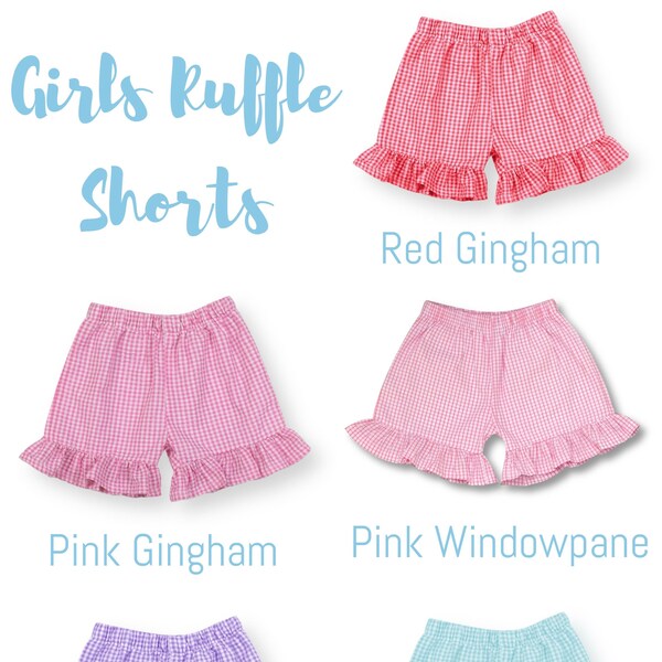 Girls Ruffle Gingham and Windowpane Shorts