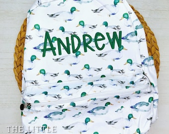 Personalized Mallard Print Backpack: Embroidered Pre-K Bookbag