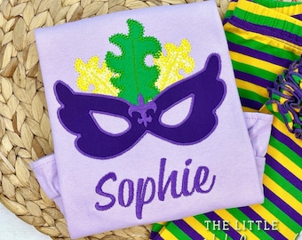 Mardi Gras Mask Applique Shirt: Embroidered NOLA Holiday Outfit