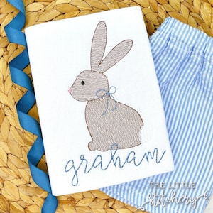 Easter Bunny Embroidered Shirt | Boys Monogrammed Custom Easter Outfit | Personalized Easter Rabbit Shirt | Boys Spring Holiday Outfit |