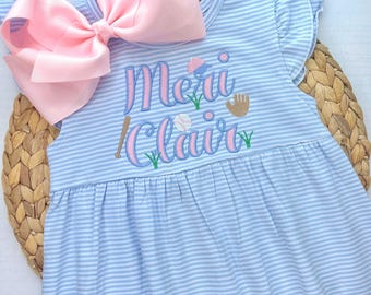 Baseball Name Dress: Personalized Toddler Girl Outfit
