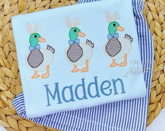 Monogrammed Easter Shirt: Mallard Bunny Ears Embroidered Toddler Outfit