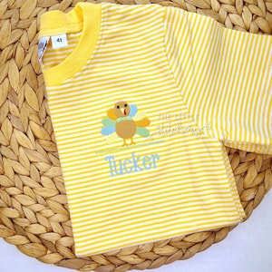 Turkey Mini Stripe Shirt: Custom Monogrammed Boy&#39;s Fall Outfit
