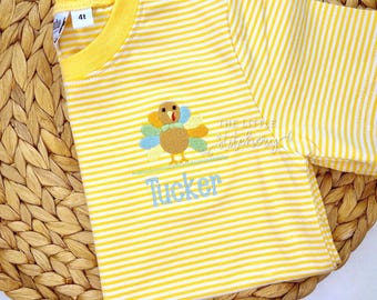 Turkey Mini Stripe Shirt: Custom Monogrammed Boy's Fall Outfit