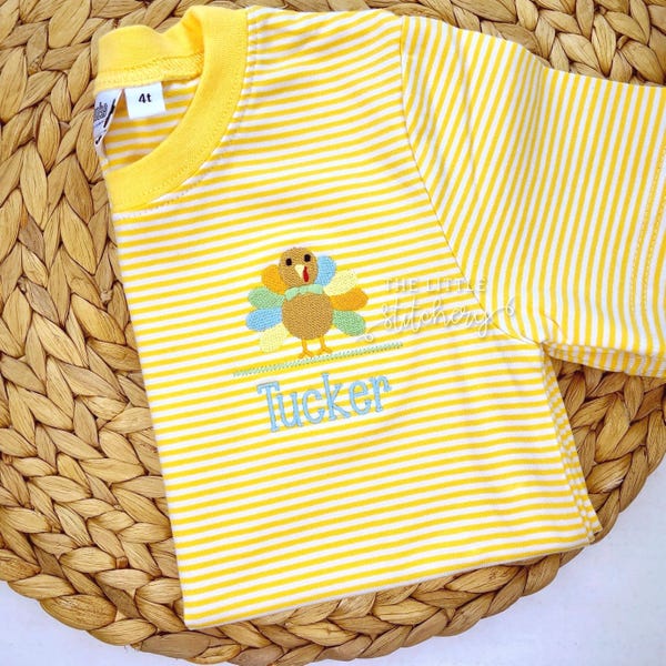 Turkey Mini Stripe Shirt: Custom Monogrammed Boy's Fall Outfit