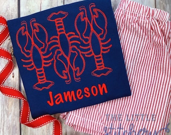 Crawfish Trio Embroidered Shirt | Boys Monogram Crawfish Tshirt | Cajun Country Toddler Outfit Idea |