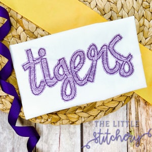 Tigers Script Applique Shirt | Girls Football Tailgating Dress | Geaux Baton Rouge College Sports | Louisiana Football Fan | Purple and Gold