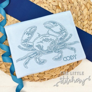 Crab Embroidered Shirt | Personalized Boy Summer Outfit | Monogrammed Beach Vacation Shirt | Stitched Custom Vintage Crab | Toddler Summer |