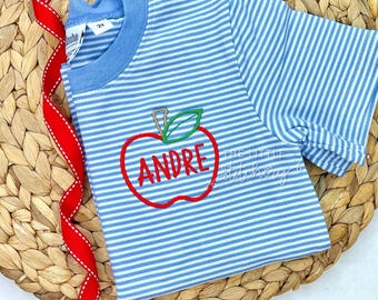 Apple Mini Pocket Monogram Shirt | Toddler Back to School Outfit | Kids Fall School Shirt | Personalized First Day Outfit |