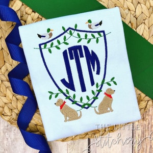 Duck Hunting Embroidery Shirt | Custom Personalized Boy Hunting Monogram | Fall Season Outfit | Mallard Design | Hunting Crest |