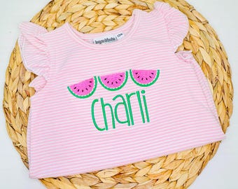 Embroidered Watermelon Bubble: Personalized Summer Romper