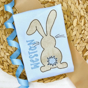 Bunny Backside Applique Shirt | Boys Monogrammed Easter Tshirt | Personalized Easter Season Embroidered Outfit | Custom Kids Rabbit Shirt |