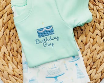 Embroidered Birthday Cake Mini Design Set: Custom Birthday Outfit