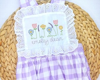 Combishort vichy à monogramme Wildflower