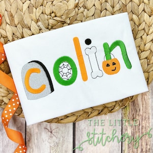 Halloween Font Shirt | Boys Monogrammed Halloween Outfit | Trick or Treat Embroidered Shirt | Toddler Personalized Name Shirt |