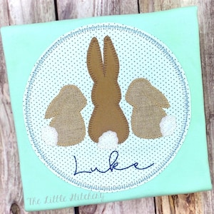Bunny Trio Applique Shirt | Boys Monogrammed Easter Tshirt | Personalized Easter Season Embroidered Outfit | Custom Kids Rabbit Shirt |
