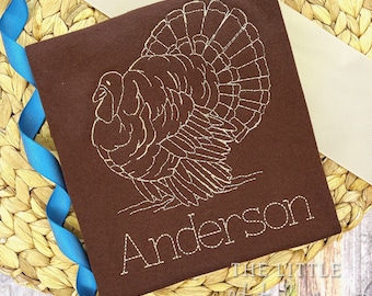 Vintage Turkey Embroidered Shirt: Personalized Thanksgiving Outfit