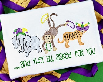 Mardi Gras Parade Animals Embroidered Shirt: Personalized Toddler Outfit