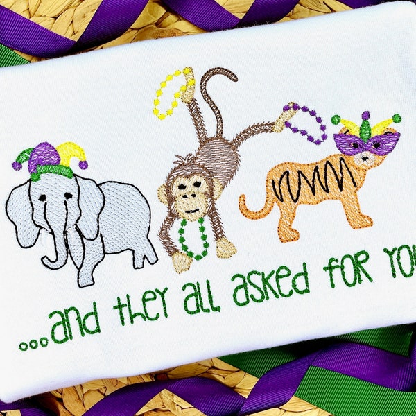 Mardi Gras Parade Animals Embroidered Shirt | Zoo Animals Mardi Gras Tshirt | Toddler Parade Outfit Idea | They All Asked for You |