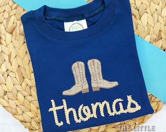 Cowboy Boots Shirt with Rope Monogram: Personalized Rodeo Outfit