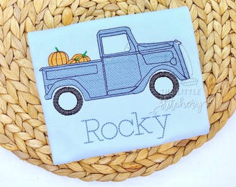 Pumpkin Truck Embroidered Shirt: Custom Monogrammed Boys' Tee