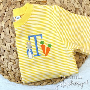 Rabbit Pocket Monogram Shirt | Toddler Spring Outfit | Custom Personalized Outfit | Kids Easter Shirt | Boys Easter Spring Bubble
