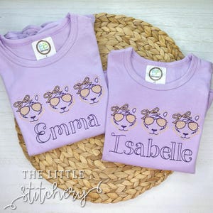 Tigers with Sunglasses Embroidered Shirt | Louisiana Football Tailgating Outfit | Girls Bow Tiger Fan Gear | College Football