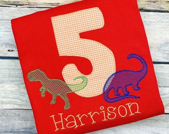 Dinosaur Birthday Applique Number Shirt: Personalized Dino Outfit