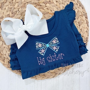 Big Sister Bow Monogrammed Shirt | Sibling Set Outfit | Custom Big Sis Dress | Personalized Pregnancy Announcement Outfit | Big Sis |