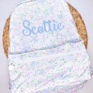 Mochila Floral Personalizada | Mochila para Livros com Monograma para Meninas | Bolsa Pré-escolar Bordada Personalizada | Mochila para Fraldas para Bebê |