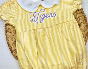 Tigers Collar Bubble: Girls Embroidered Football Outfit