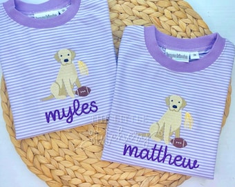 Tigers Football Shirt: Purple and Gold, Personalized Puppy Monogram