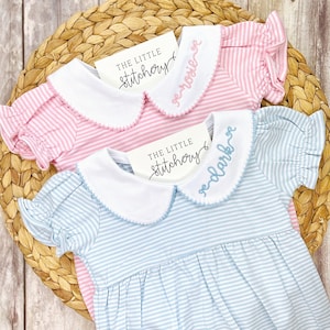 Monogrammed Collar Romper: Personalized Stitched Baby Outfit