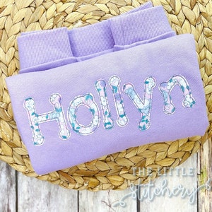 Applique Name Sweatshirt | Toddler Girl Everyday Sweater | Custom Fabric Embroidery Name | Kids Monogrammed Pullover |
