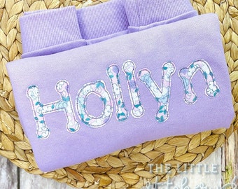 Applique Name Sweatshirt | Toddler Girl Everyday Sweater | Custom Fabric Embroidery Name | Kids Monogrammed Pullover |