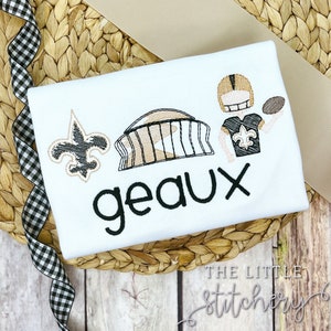 Dome Football Embroidery Shirt | Black and Gold Fan Gear | Louisiana Football | Boys Fall Tailgate T-Shirt | New Orleans Team | Geaux