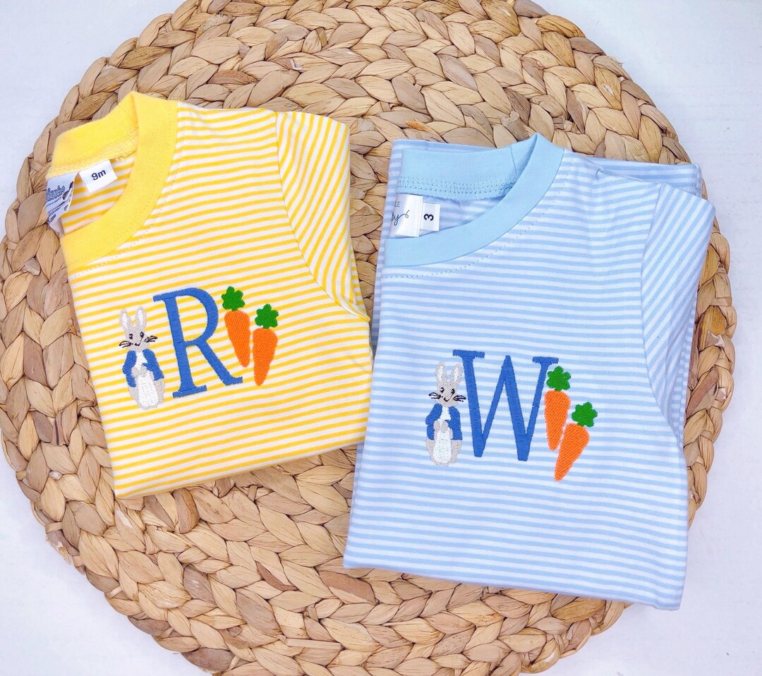 Garments Logo Rabbit Embroidered Rabbit Monogram Shirt: Personalized Easter Outfit - Etsy