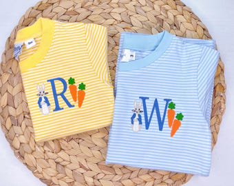 Embroidered Rabbit Monogram Shirt: Personalized Easter Outfit