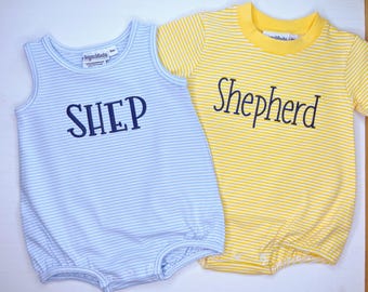 Stitched Name Monogram Bubble: Personalized Summer Romper